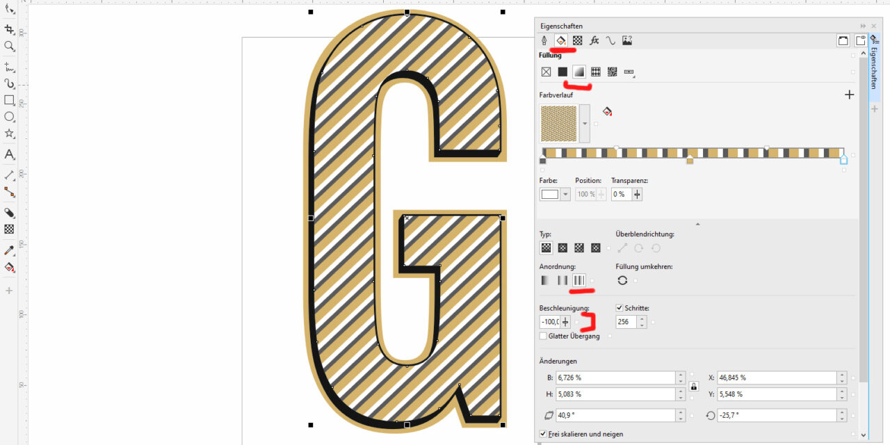 Linienfüllung in CorelDRAW