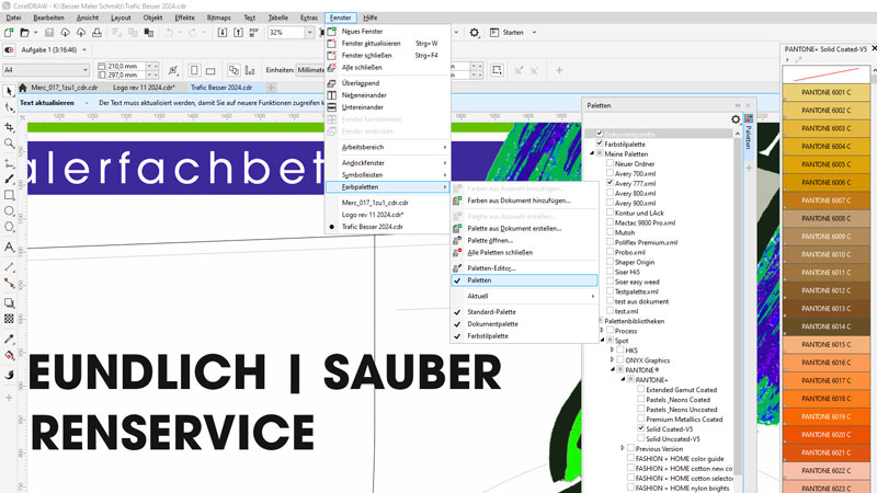 Farbpaletten in Coreldraw organisieren